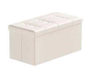 BRIAN & DANY Baúl Puff Taburete para almacenaje Plegable Ottoman, Beige, 76 x 38 x 38 cm