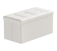 BRIAN & DANY Baúl Puff Taburete para almacenaje Plegable Ottoman, Blanco, 76 x 38 x 38 cm