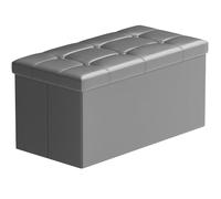 BRIAN & DANY Baúl Puff Taburete para Almacenaje Plegable Ottoman, Gris, 76 x 38 x 38 cm