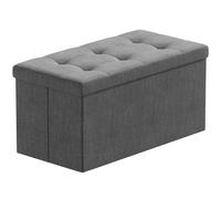 BRIAN & DANY Baúl Puff Taburete Plegable de Almacenamiento otomano, Taburete de Lino, reposapiés Plegable para Asiento - Gris Oscuro, 76 x 38 x 38 cm