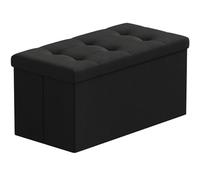 BRIAN & DANY Baúl Puff Taburete Plegable de Almacenamiento otomano, Taburete de Lino, reposapiés Plegable para Asiento - Negro, 76 x 38 x 38 cm