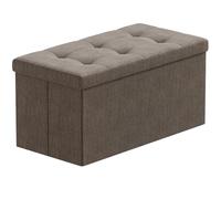 BRIAN & DANY Baúl Puff Taburete Plegable de Almacenamiento otomano, Taburete de Lino, reposapiés Plegable para Asiento - Marrón, 76 x 38 x 38 cm