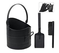 BRIAN & DANY Cubo Cenizas, 10L Cubo para Cenizas de Chimenea con Pala y Escoba