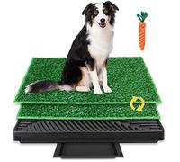 BRIAN & DANY Inodoro para Perros de Césped Artificial con 2 Tapete de Césped y Bandeja de Desechos Removible, 63 x 51 cm