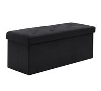 BRIAN & DANY Puff Almacenaje 110 x 40 x 40 cm, Baúl de Almacenaje Plegable, Banco Almacenaje con Tapa, Taburete de Terciopelo para Dormitorio Entrada, Negro