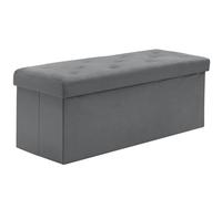 BRIAN & DANY Puff Almacenaje 110 x 40 x 40 cm, Baúl de Almacenaje Plegable, Banco Almacenaje con Tapa, Taburete de Terciopelo para Dormitorio Entrada, Gris