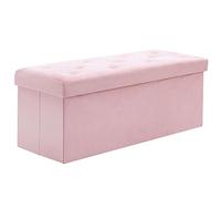 BRIAN & DANY Puff Almacenaje 110 x 40 x 40 cm, Baúl de Almacenaje Plegable, Banco Almacenaje con Tapa, Taburete de Terciopelo para Dormitorio Entrada, Rosa