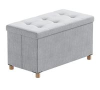 BRIAN & DANY Puff Almacenaje, Baul Almacenaje Dormitorio, Banco Almacenaje con Pies de Taburete, Gris Claro, 76 x 38 x 38 cm