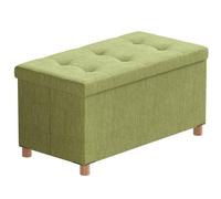 BRIAN & DANY Puff Almacenaje, Baul Almacenaje Dormitorio, Banco Almacenaje con Pies de Taburete, Verde, 76 x 38 x 38 cm