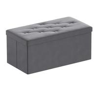 BRIAN & DANY Puff Almacenaje, Baúl de Almacenaje Plegable, Banco Almacenaje con Tapa, Taburete de Terciopelo para Dormitorio Entrada, 80 x 40 x 40 cm, Gris