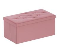 BRIAN & DANY Puff Almacenaje, Baúl de Almacenaje Plegable, Banco Almacenaje con Tapa, Taburete de Terciopelo para Dormitorio Entrada, 80 x 40 x 40 cm, Rojo Melocotón