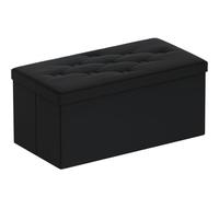 BRIAN & DANY Puff Almacenaje, Baúl de Almacenaje Plegable, Banco Almacenaje con Tapa, Taburete de Terciopelo para Dormitorio Entrada, 80 x 40 x 40 cm, Negro