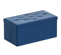 BRIAN & DANY Puff Almacenaje, Baúl de Almacenaje Plegable, Banco Almacenaje con Tapa, Taburete de Terciopelo para Dormitorio Entrada, 80 x 40 x 40 cm, Azul