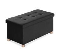 BRIAN & DANY Puff Almacenaje Plegable - Banco Almacenaje con Tapa, Taburete Baúl Multifunción para Dormitorio, Salón o Pasillo, Negro, 76 x 38 x 38 cm