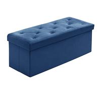 BRIAN & DANY Puff Almacenaje Plegable - Banco Almacenaje con Tapa, Taburete Baúl Multifunción para Dormitorio, Salón o Pasillo, 110 x 40 x 40 cm, Azul