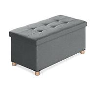 BRIAN & DANY Puff Almacenaje Plegable - Banco Almacenaje con Tapa, Taburete Baúl Multifunción para Dormitorio, Salón o Pasillo, Gris, 76 x 38 x 38 cm