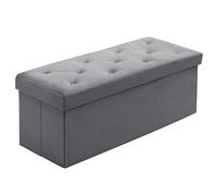 BRIAN & DANY Puff Almacenaje Plegable - Banco Almacenaje con Tapa, Taburete Baúl Multifunción para Dormitorio, Salón o Pasillo, 110 x 40 x 40 cm, Gris