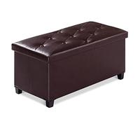 BRIAN & DANY Puff Almacenaje Plegable - Banco Almacenaje con Tapa, Taburete Baúl Multifunción para Dormitorio, Salón o Pasillo, Marrón, 76 x 38 x 38 cm