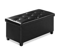 BRIAN & DANY Puff Almacenaje Plegable - Banco Almacenaje con Tapa, Taburete Baúl Multifunción para Dormitorio, Salón o Pasillo, Negro, 76 x 38 x 38 cm
