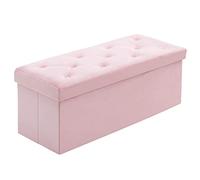 BRIAN & DANY Puff Almacenaje Plegable - Banco Almacenaje con Tapa, Taburete Baúl Multifunción para Dormitorio, Salón o Pasillo, 110 x 40 x 40 cm, Rosa