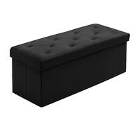 BRIAN & DANY Puff Almacenaje Plegable - Banco Almacenaje con Tapa, Taburete Baúl Multifunción para Dormitorio, Salón o Pasillo, 110 x 40 x 40 cm, Negro
