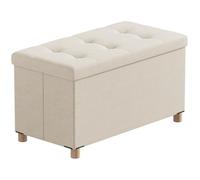 BRIAN & DANY Puff Almacenaje Plegable - Banco Almacenaje con Tapa, Taburete Baúl Multifunción para Dormitorio, Salón o Pasillo, Beige, 76 x 38 x 38 cm