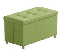 BRIAN & DANY Puff Almacenaje Plegable - Banco Almacenaje con Tapa, Taburete Baúl Multifunción para Dormitorio, Salón o Pasillo, Verde, 76 x 38 x 38 cm