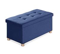 BRIAN & DANY Puff Almacenaje Plegable - Banco Almacenaje con Tapa, Taburete Baúl Multifunción para Dormitorio, Salón o Pasillo, Azul Marino, 76 x 38 x 38 cm