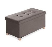 BRIAN & DANY Puff Almacenaje Plegable - Banco Almacenaje con Tapa, Taburete Baúl Multifunción para Dormitorio, Salón o Pasillo, Marrón, 76 x 38 x 38 cm