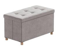 BRIAN & DANY Puff Almacenaje Plegable - Banco Almacenaje con Tapa, Taburete Baúl Multifunción para Dormitorio, Salón o Pasillo, Gris Claro, 76 x 38 x 38 cm