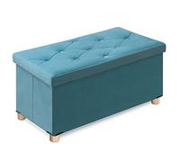 BRIAN & DANY Puff Almacenaje Plegable, Banco de Almacenaje de Terciopelo, Baúl Pie de Cama con Tapa para Dormitorio Salon Entrada, 76 x 38 x 38 cm, Verde