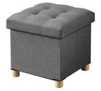 BRIAN & DANY Puff Almacenaje Plegable, Taburete Almacenaje con Tapa, Banco con Almacenamiento para Salón, Dormitorio, Pasillo, 38 x 38 x 38 cm, Gris