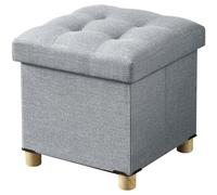 BRIAN & DANY Puff Almacenaje Plegable, Taburete Almacenaje con Tapa, Banco con Almacenamiento para Salón, Dormitorio, Pasillo, 38 x 38 x 38 cm, Gris Claro