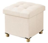 BRIAN & DANY Puff Almacenaje Plegable, Taburete Almacenaje con Tapa, Banco con Almacenamiento para Salón, Dormitorio, Pasillo, 38 x 38 x 38 cm, Beige