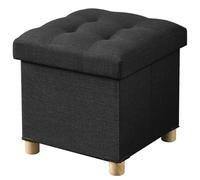 BRIAN & DANY Puff Almacenaje Plegable, Taburete Almacenaje con Tapa, Banco con Almacenamiento para Salón, Dormitorio, Pasillo, 38 x 38 x 38 cm, Negro