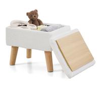 BRIAN & DANY Reposapiés otomano con almacenamiento, otomana rectangular de piel sintética de peluche, taburete con patas, reposapiés para sala de estar, entrada, oficina, color blanco