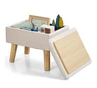 BRIAN & DANY Reposapiés otomano con almacenamiento, otomano rectangular de lino, taburete con patas, reposapiés para sala de estar, entrada, oficina, color beige