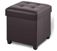 BRIAN & DANY Taburete con espacio de almacenamiento, taburete plegable con espacio de almacenamiento, cubo de asiento con tapa para salón, dormitorio, marrón, 45 x 45 x 50,7 cm