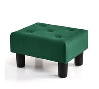 BRIAN & DANY Taburete pequeño otomano, taburete otomano de madera de terciopelo con patas, reposapiés de sofá extra para sala de estar, entrada, oficina, color verde