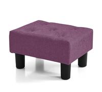 BRIAN & DANY Taburete pequeño para pies, reposapiés de lino con patas, reposapiés para sala de estar, reposapiés otomano extra para entrada, color morado