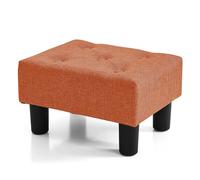 BRIAN & DANY Taburete pequeño para pies, reposapiés de lino con patas, reposapiés para sala de estar, reposapiés otomano extra para entrada, color naranja