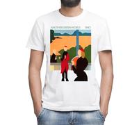 Brian Eno Another Green World Camiseta Blanco Clásica de Hombre con Cuello Redondo y Manga Corta 2X-Large