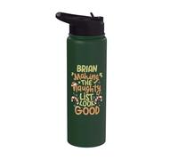 Brian Naughty List Funny Christmas Brian Nombre personalizado Stainless Steel Insulated Water Bottle