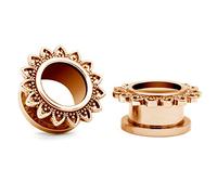 Briana Williams 1 par Dilatador de Oreja Túnel Flor de Acero Inoxidable de expansores Piercing (6mm-16mm)