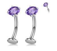 Briana Williams 14G Piercing ombligo tous Titanio plata 10mm Púrpura CZ Anillo del vientre Piercings de bananaJoyería para mujer Hombre