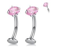 Briana Williams 14G Piercing ombligo tous Titanio Plata 10mm Rosa Púrpura Amarillo Azul CZ Anillo del vientre Piercings de banana Joyería para mujer Hombre