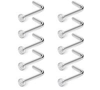 Briana Williams 18G 20G 22G Joyado 2mm Claro Diamante CZ Nariz en Forma de L Studs Anillos Piercing Joyería 10 UNIDS