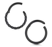 Briana Williams 2 Piezas Aros Nariz Clicker Pendientes 8MM Acero Quirúrgico Anillos Labio Bisagras sin Costura 1.2mm Piercing Joyas
