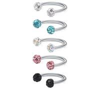 Briana Williams 5 unids Anillo de Labio Nariz de Herradura Aro de Acero Inoxidable Tragus Helix Cartílago Circular Barbell Piercing Joyería