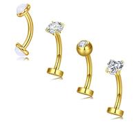 Briana Williams Anillo del Ombligo Piercing para Ombligo Acero Inoxidable 14G 10mm Barra del Vientre Piercing CZ